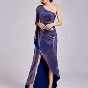 EverPretty One-shoulder purple-gold high-slit Party Dress size 12